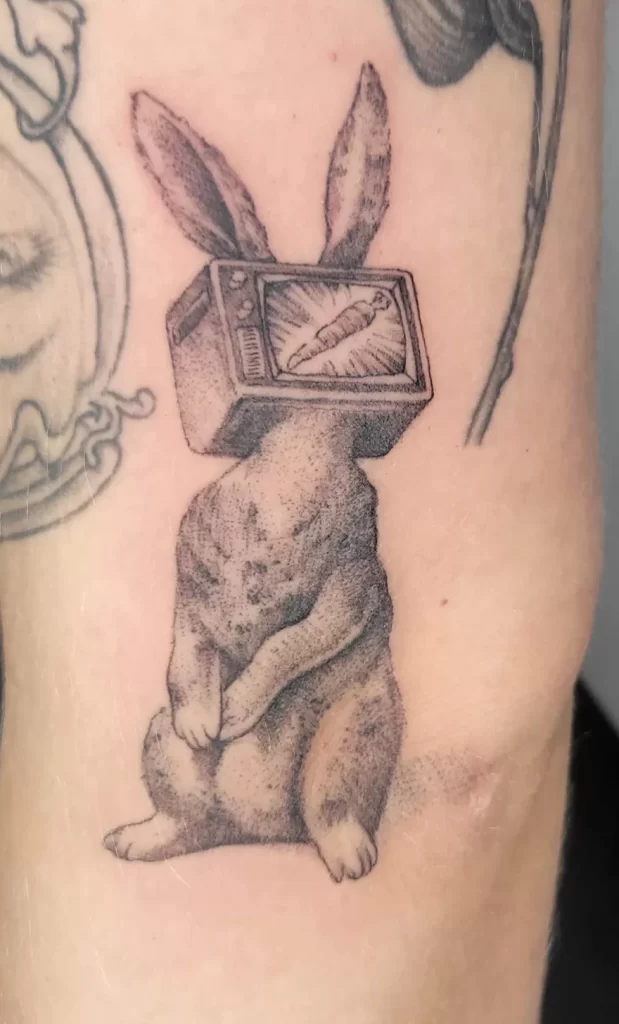 bunny tattoo meaning and symbolism fine line custom design