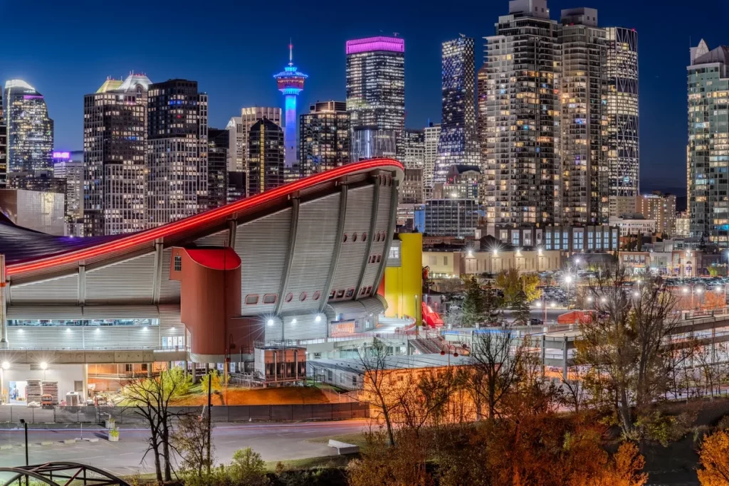 Calgary best tattoo shop and city view of stampede and calgary tower